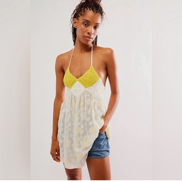 New Free People YellowBell Tunic- Yellow Combo - Picture 1 of 5